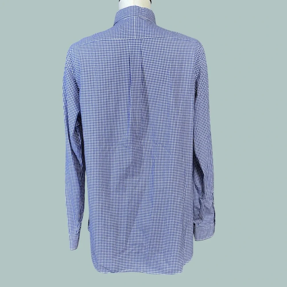 Polo Ralph Lauren Button Down Shirt Men's XL Blue Gingham Excellent Long Sleeve